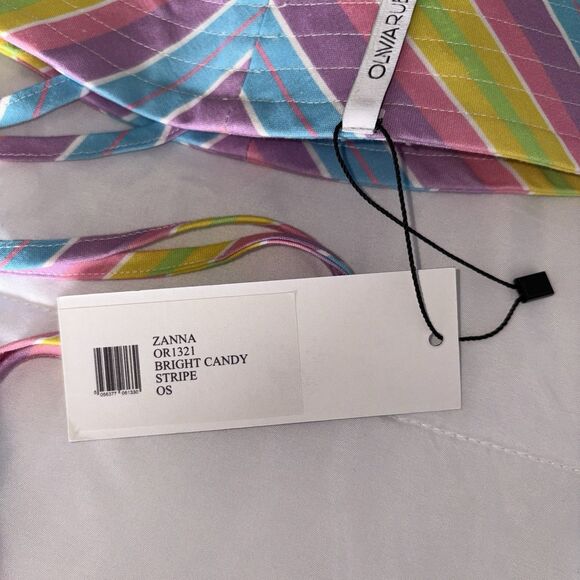 OLIVIA RUBIN Zanna Bucket Hat Bright Candy Stripe NWT One Size Cotton - Picture 5 of 11
